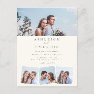 Invitation Carte Postale Mariage de collection photo minimaliste moderne en