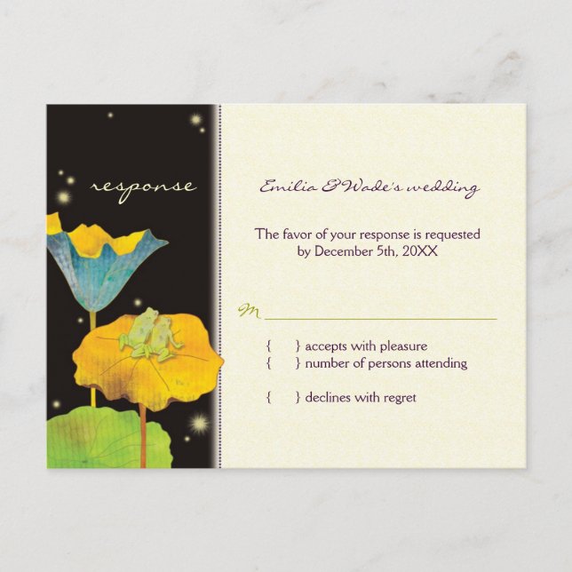 Invitation Carte Postale Mariage de couple de grenouilles lunaires RSVP (Devant)