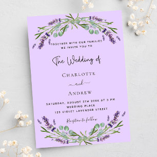 Invitation Carte Postale Mariage de la lavande violette eucalyptus vert