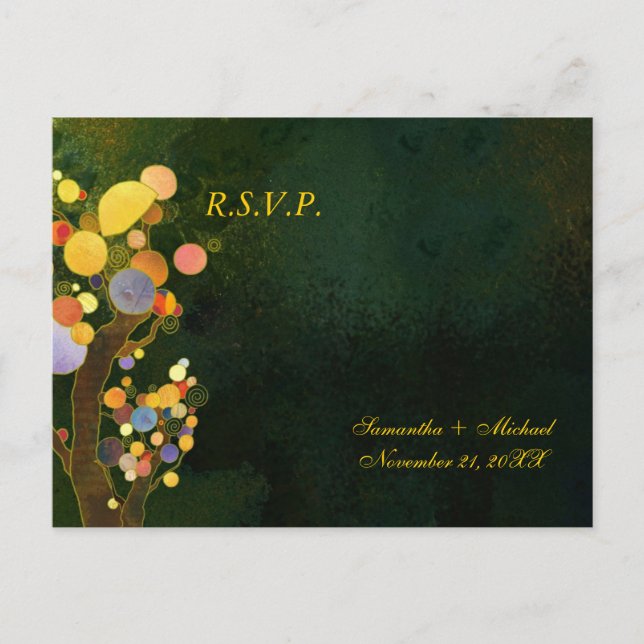 Invitation Carte Postale Mariage de l'arbre lunaire RSVP (Devant)
