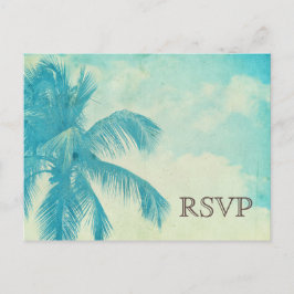 Invitation Carte Postale Mariage de palmiers tropicaux turquoise RSVP
