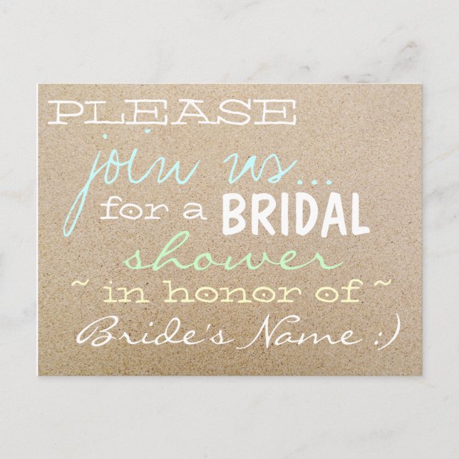 Invitation Carte Postale Mariage de plage/Invitations de douche nuptiale da (Devant)