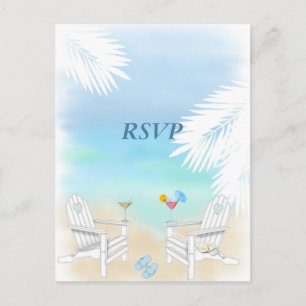 Invitation Carte Postale Mariage de plage RSVP
