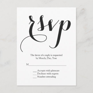 Invitation Carte Postale Mariage de police de script RSVP
