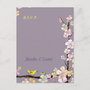 Invitation Carte Postale Mariage des Inséparables floraux RSVP