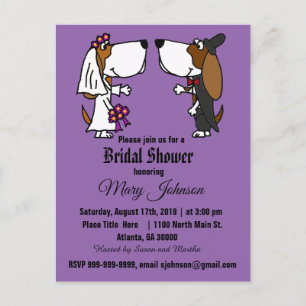 Invitation Carte Postale Mariage drôle de chien de Basset Hound
