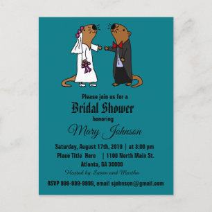 Invitation Carte Postale Mariage drôle de jeunes mariés de loutre de mer