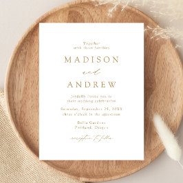 Invitation Carte Postale Mariage élégant moderne or