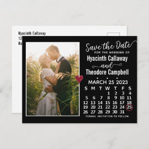 Invitation Carte Postale Mariage Enregistrer la date Mars 2023 Calendrier P