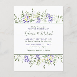 Invitation Carte Postale Mariage Floral de la Wisteria