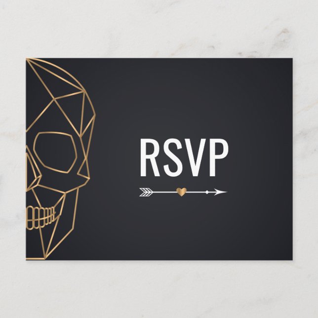 Invitation Carte Postale Mariage géométrique du crâne RSVP (Devant)