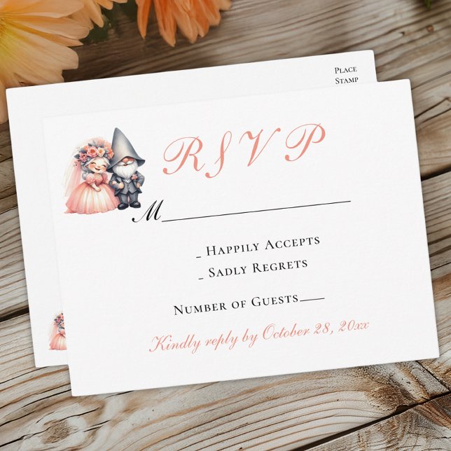 Invitation Carte Postale Mariage lunaire capricieux RSVP | Bois d'Orange (Créateur téléchargé)