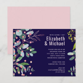 Invitation Carte Postale Mariage Moderne Rose Vert