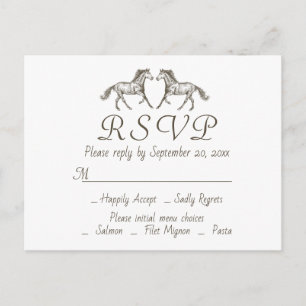 Invitation Carte Postale Mariage occidental RSVP Cheval Rustique Pays
