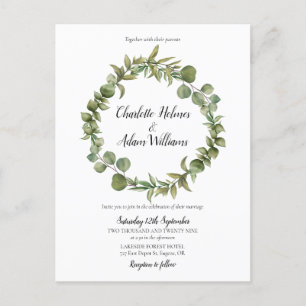 Invitation Carte Postale Mariage photo moderne Eucalyptus Green Foliage