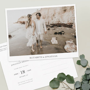 Invitation Carte Postale Mariage photo personnalisé simple et moderne Enreg