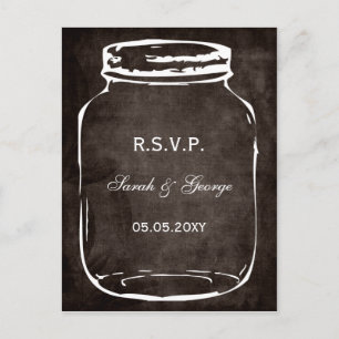 Invitation Carte Postale mariage rustique mason jar rsvp
