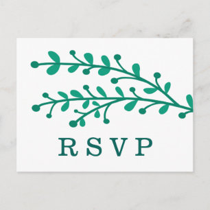 Invitation Carte Postale Mariage simple de feuillage vert RSVP