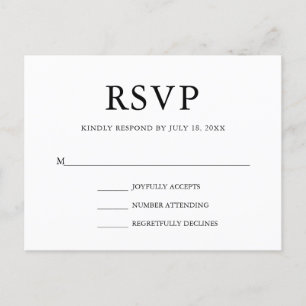 Invitation Carte Postale Mariage simple et élégant RSVP