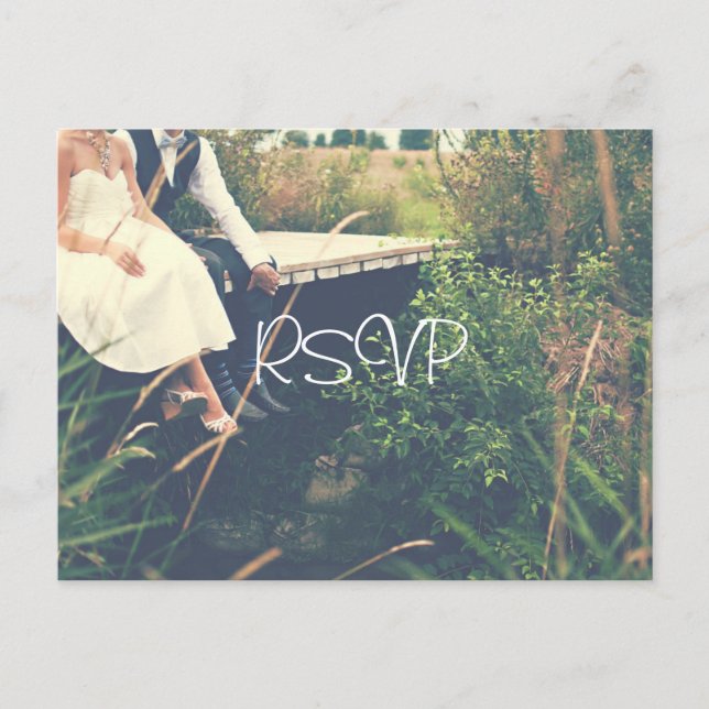 Invitation Carte Postale Mariée et Groom Nature Mariage RSVP avec photo (Devant)