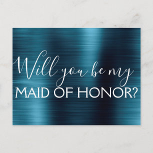 Invitation Carte Postale Marine Bleue Élégante et moderne Maid of Honor