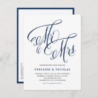 Marine Blue M. et Mme Rustic Mariage de calligraph