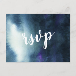 Invitation Carte Postale Marine Blue Ombre avec repas choix mariage RSVP