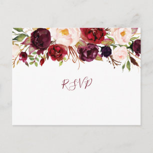 Invitation Carte Postale Marsala Greenery Floral mariage rsvp buffet 4163