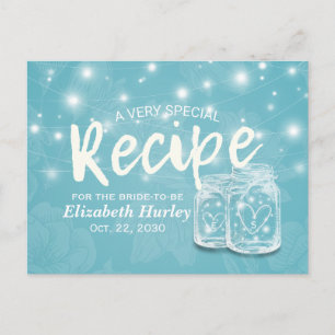 Invitation Carte Postale Mason Jar String Lumière Fête des mariées Florale 