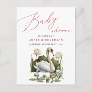 Invitation Carte Postale Mauve Élégant Script minimaliste Baby shower de cy