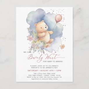 Invitation Carte Postale Mauve, on peut attendre le Baby shower fille