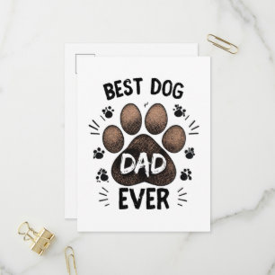 Invitation Carte Postale Meilleur Papa Chien Ever – Empreinte de Patte Mign
