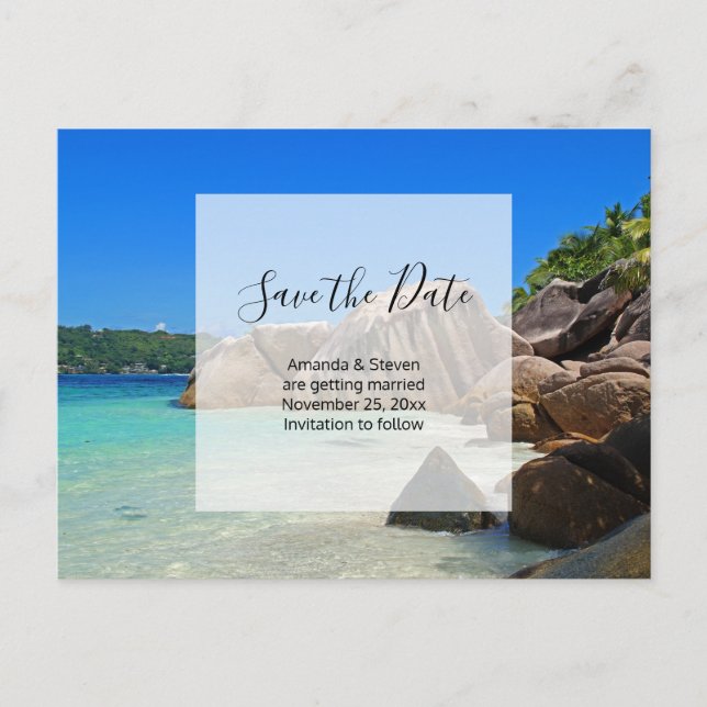 Invitation Carte Postale Mer tropicale Mariage de la côte rocheuse Sauvez l (Devant)
