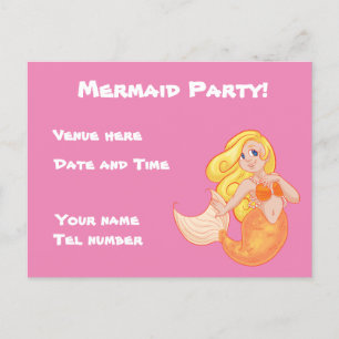 Invitation Carte Postale Mermaid Party