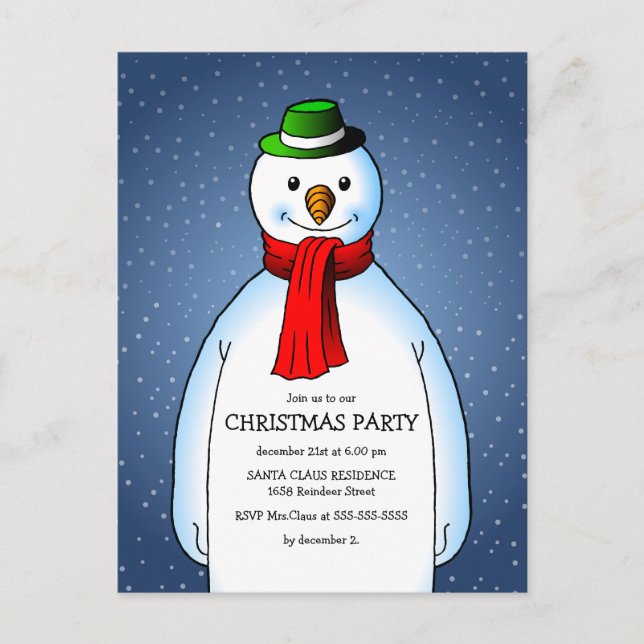 Invitation Carte Postale Merry Snowman (Devant)