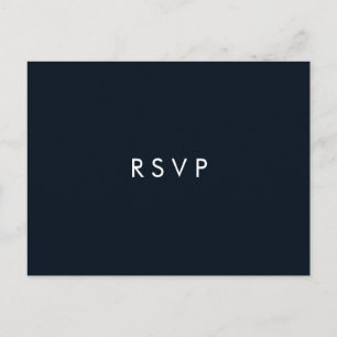 Invitation Carte Postale Minimal chic Bleu foncé   Choix de repas pour RSVP