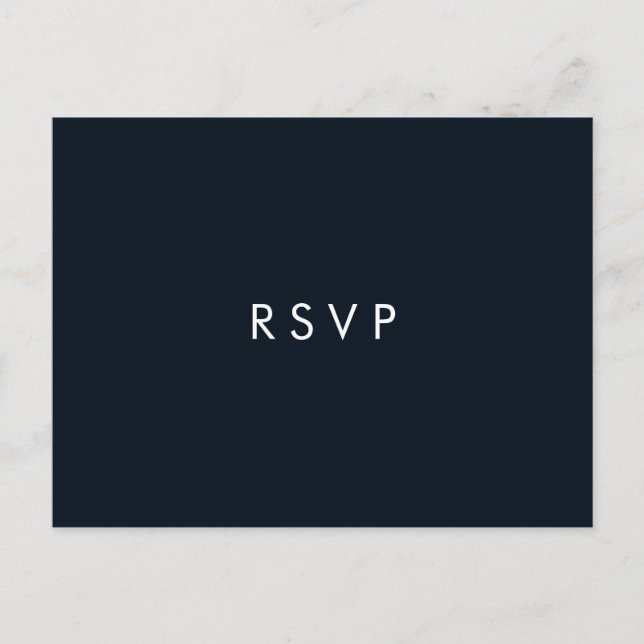 Invitation Carte Postale Minimal chic Bleu foncé | Réponse de mariage CHOIX (Devant)