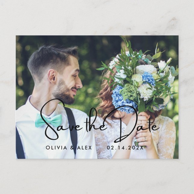 Invitation Carte Postale Minimal et chic | Mariage Photo Enregistrer La Dat (Devant)