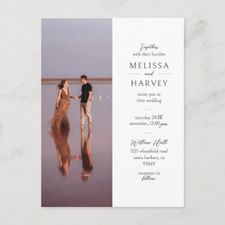 Invitation Carte Postale Minimaliste moderne et raffiné | Photo Mariage