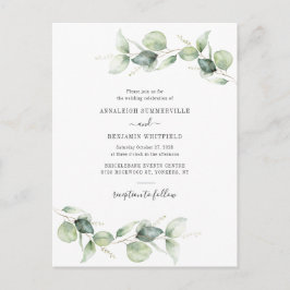 Invitation Carte Postale Moderne Eucalyptus Verdure Feuillage Mariage rusti