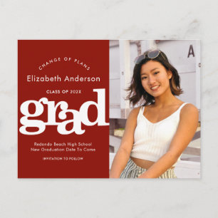 Invitation Carte Postale Modifier les plans de graduation photo en gras typ