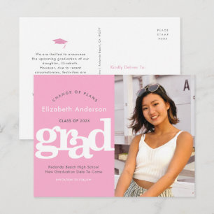 Invitation Carte Postale Modifier les plans de graduation photo en gras typ