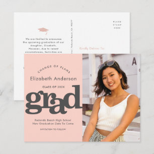 Invitation Carte Postale Modifier les plans graduation audacieuse typograph