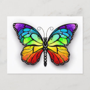 Invitation Carte Postale Monarque papillon arc-en-ciel