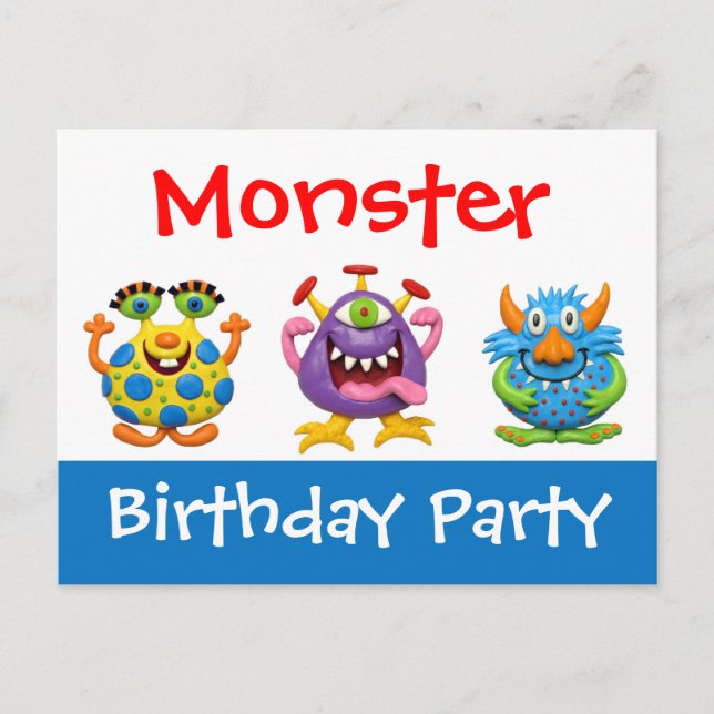 Invitation Carte Postale Monster Party (Devant)