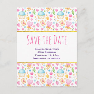 Invitation Carte Postale Motif aquarelle charmant de coeurs et d'amour