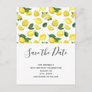 Invitation Carte Postale Motif d'aquarelle aux citrons jaunes Enregistrer l