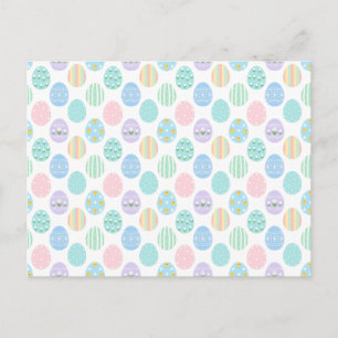 Invitation Carte Postale Motif de jolis œufs de Pâques pastel