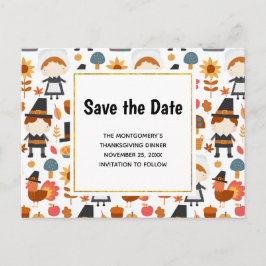 Invitation Carte Postale Motif des pèlerins de Thanksgiving Sauvez la date