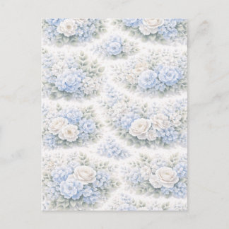 Invitation Carte Postale Motif floral SoftBlue Élégant Botanique romantique